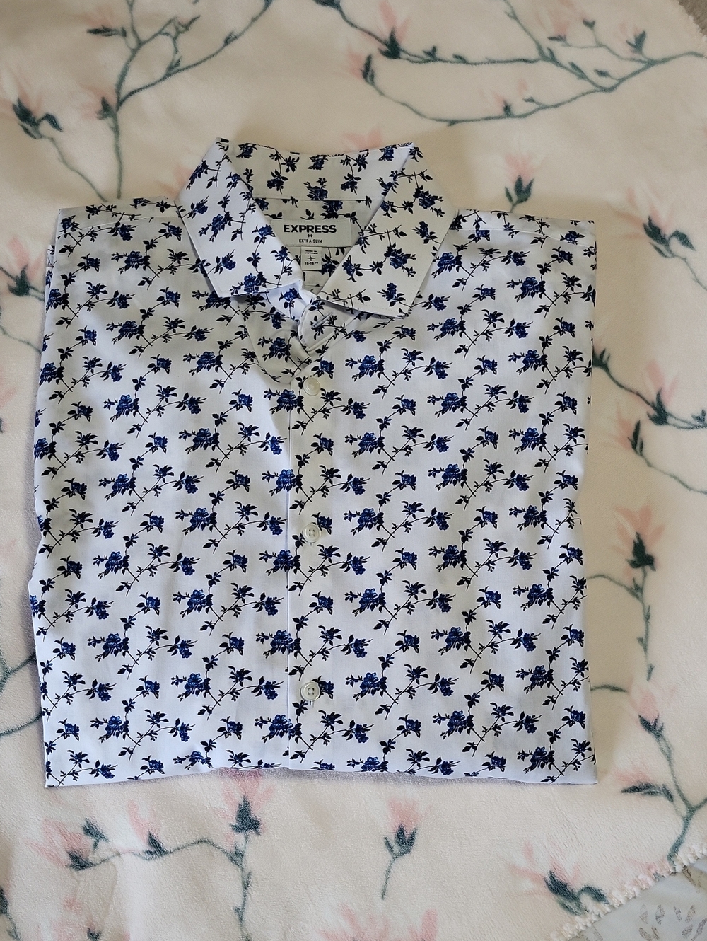Express Cotton Casual Floral Print Button Down Shirt